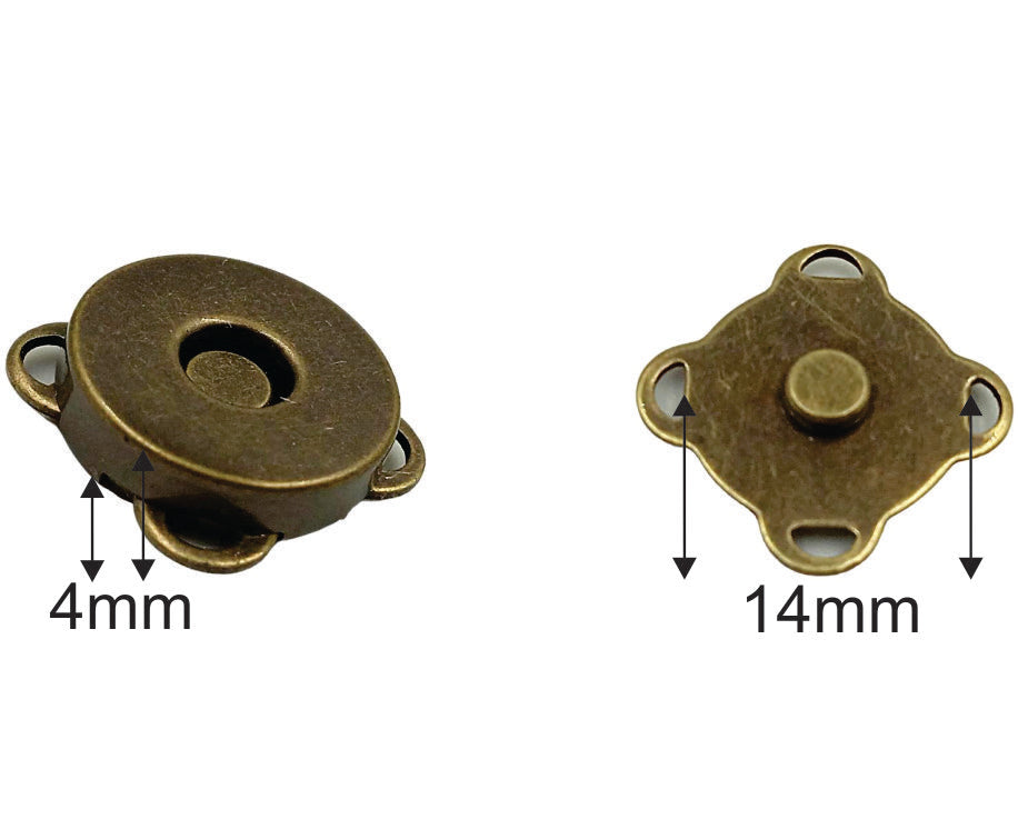 Botão Imã Costura 14Mm - 100 Und - Ouro Velho