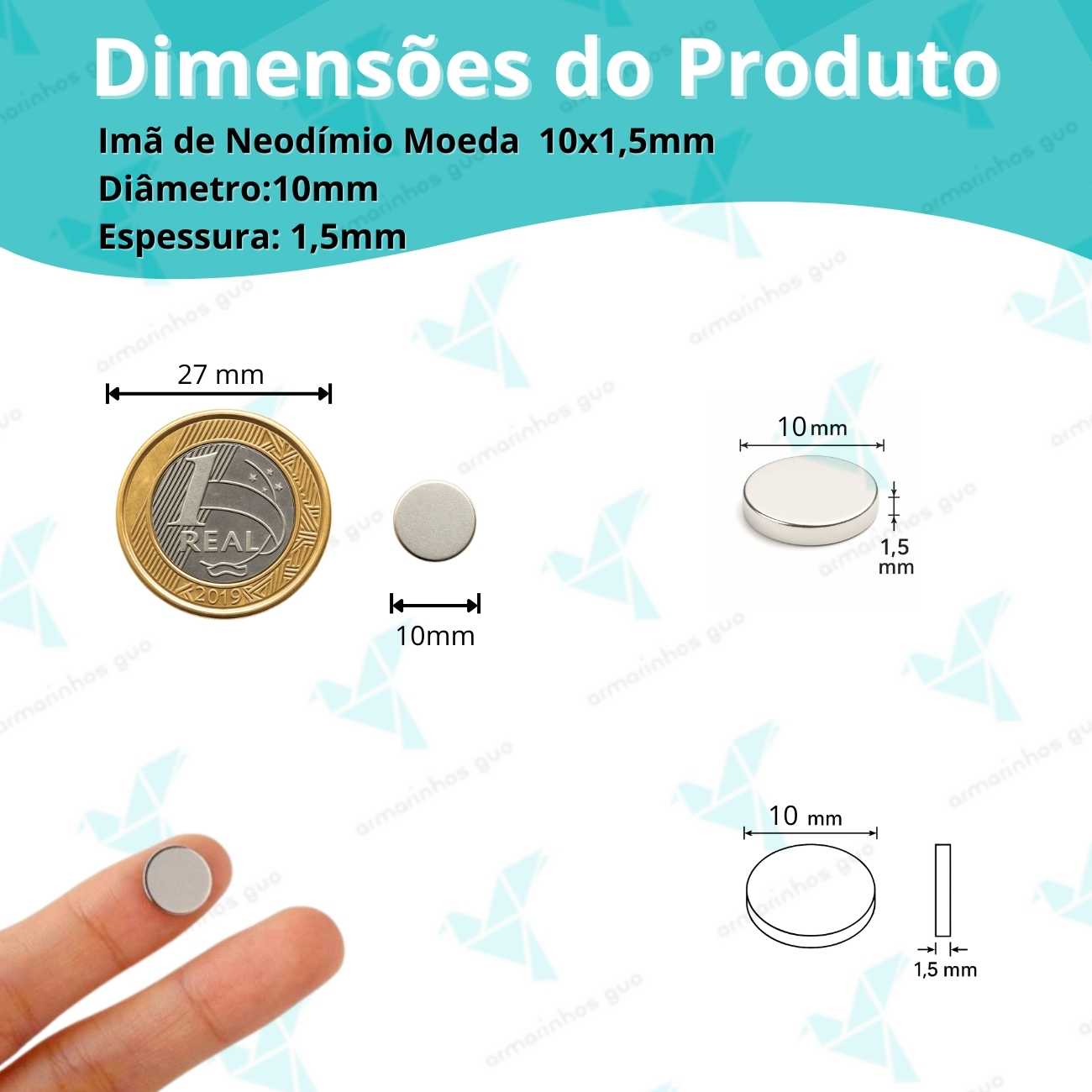 Imã Neodímio N35 10X1,5Mm - 1 Und