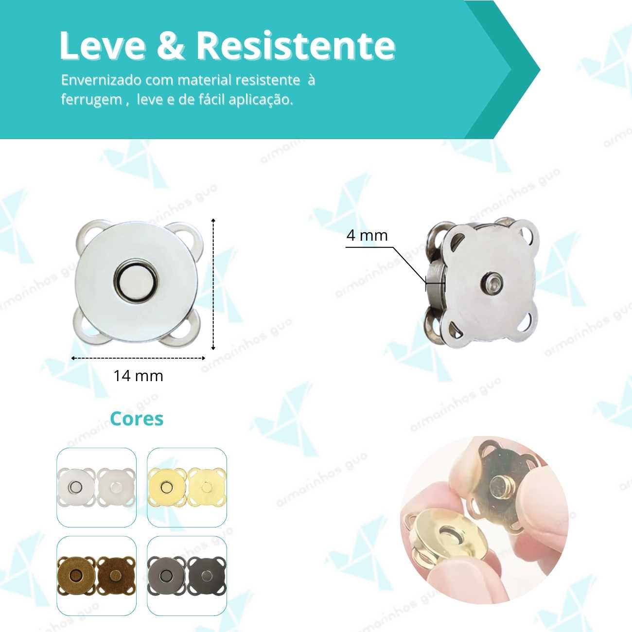 Botão Imã Costura 14Mm - 50 Und - Níquel