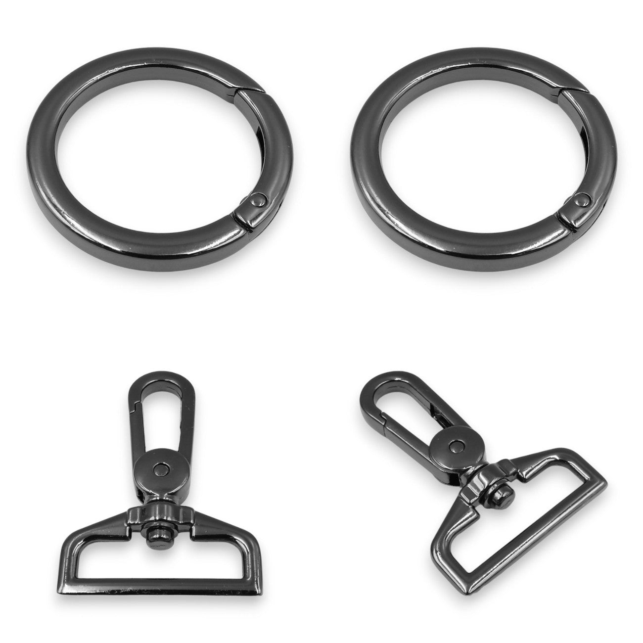 Kit Mosquetão e Argola Articulada 32mm 4 e 2 pares
