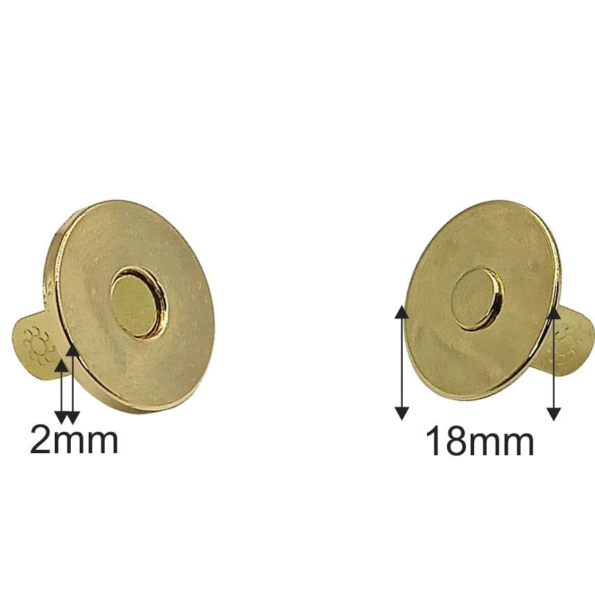 Botão Imã Fino 18Mm - 100 Und - Ouro